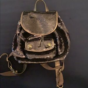 Coach Poppy Spotlight graphite sequin backpack